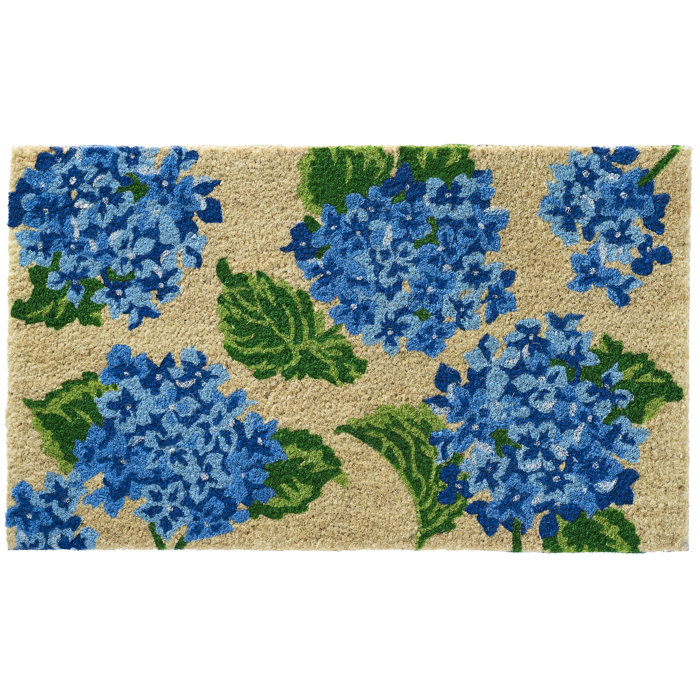 HFLT Hydrangea Vintage 30 in. x 18 in. NonSlip Indoor Outdoor Door Mat